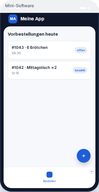 Vorschau: Bestell- & Vorbestell-App