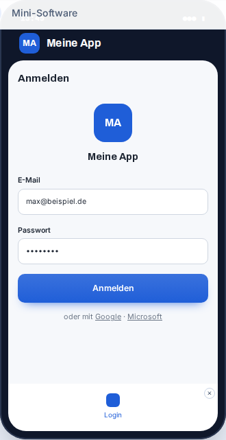 Vorschau: Login & Konto