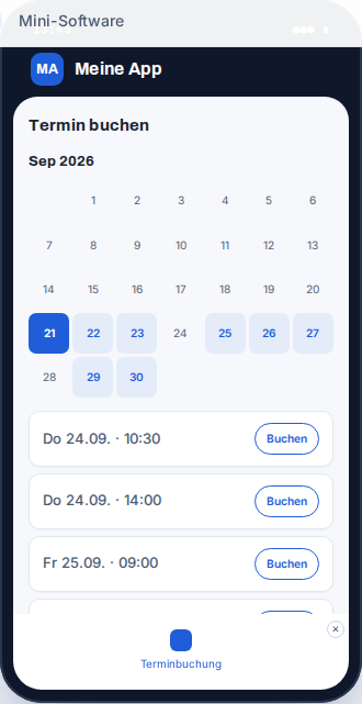 Vorschau: Terminbuchung in der App