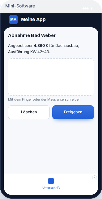 Vorschau: Unterschrift & Abnahme