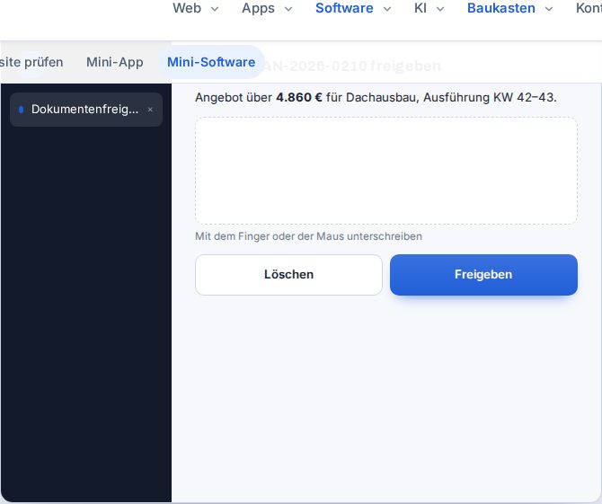 Vorschau: Dokumentenfreigabe & Unterschrift