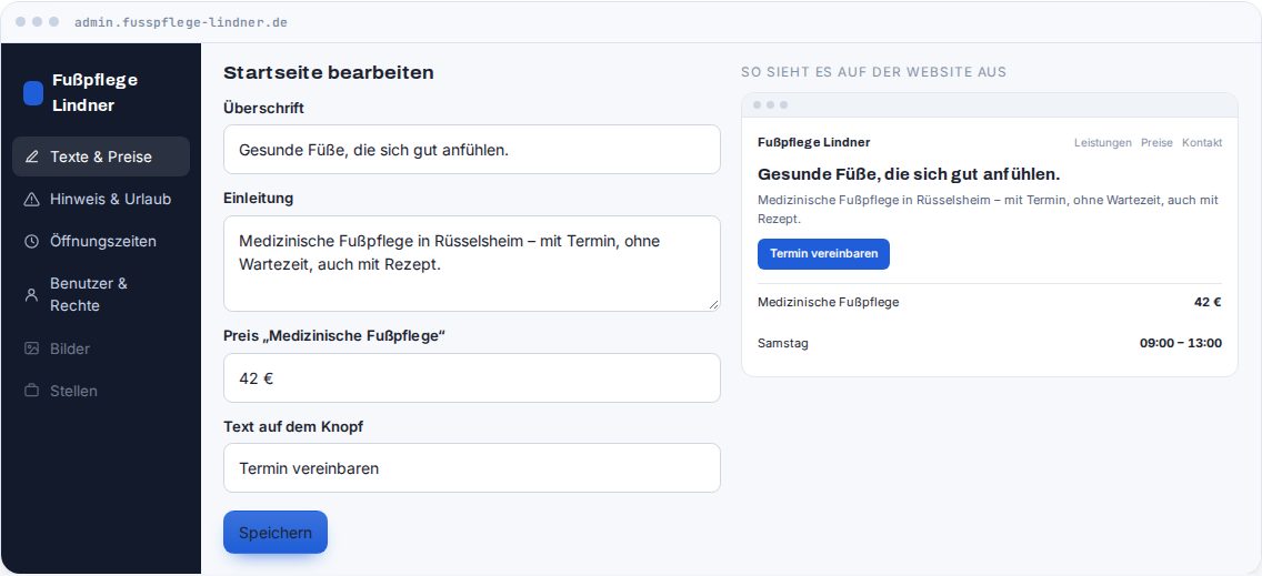 Vorschau: Admin-Bereich