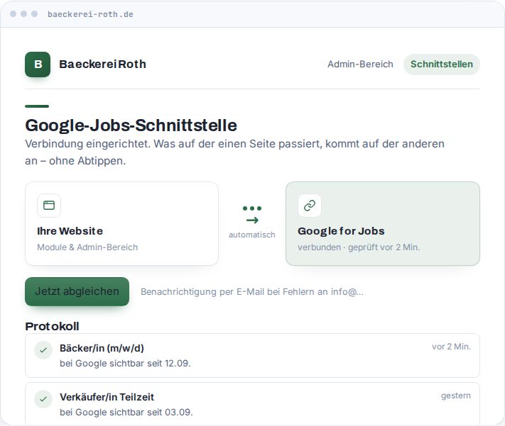 Vorschau: Google-Jobs-Schnittstelle
