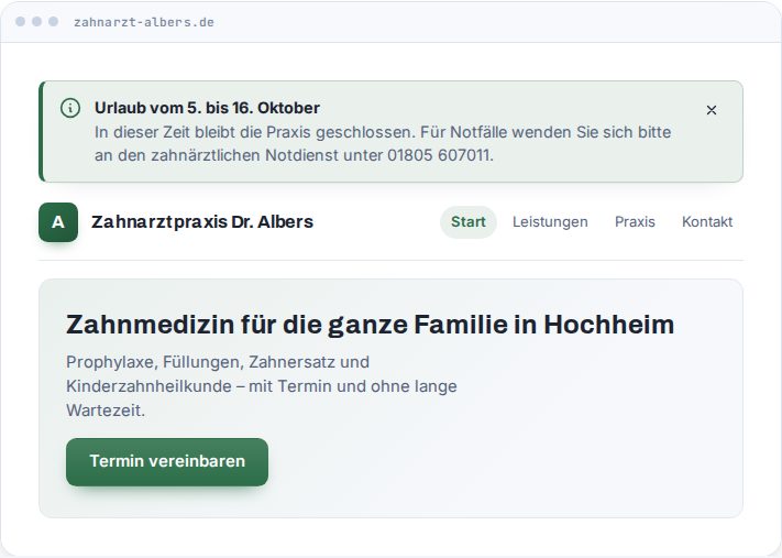 Vorschau: Hinweisleiste „Aktuelles“