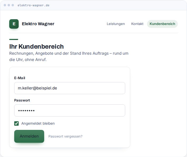 Vorschau: Kundenbereich mit Login