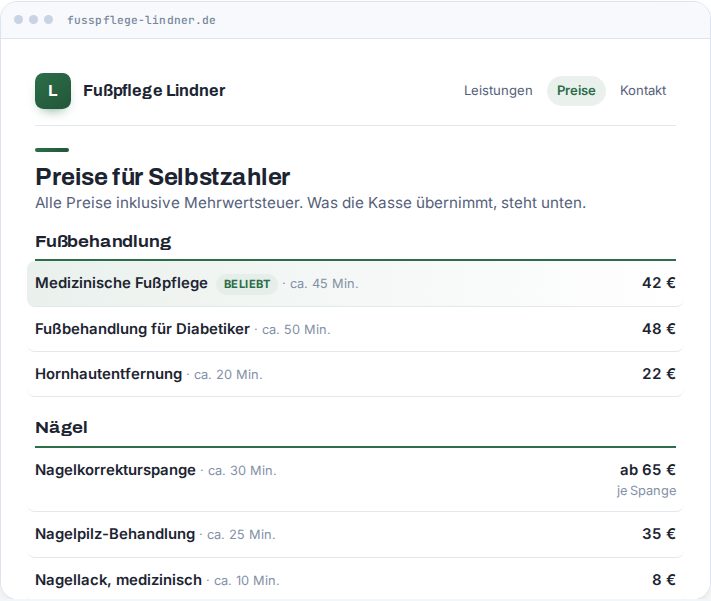 Vorschau: Preisliste